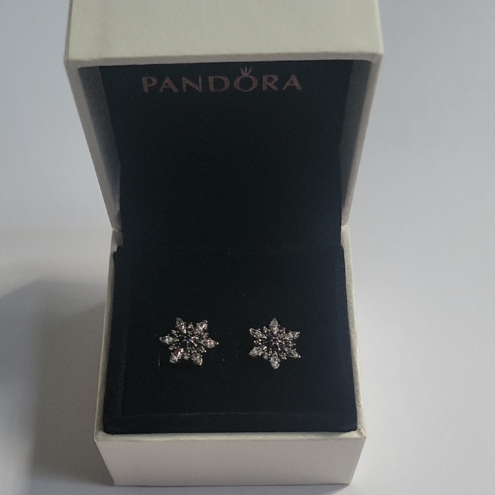 Pandora Silver Snowflake Crystal Earrings